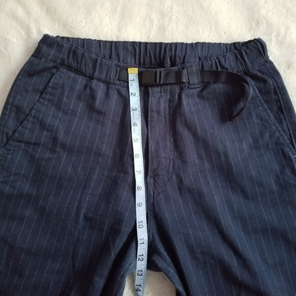 LEVI'S Premium Pull On Taper Pants Navy Blue Pinstripe Size S - Picture 13 of 16